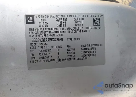 2011 Chevrolet Silverado 1500 Ls z USA, uszkodzony, nr VIN 3GCPKREA4BG378030